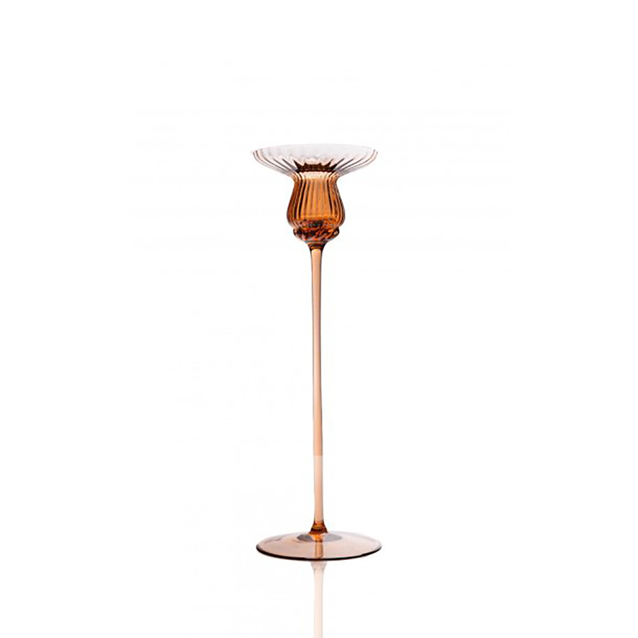 AVL-24-1A-Tulip Candle Holder - 25 cm - New Brown